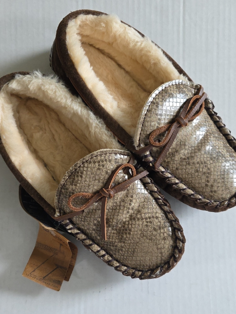 Lamo Brown Suede Moccasin Slippers